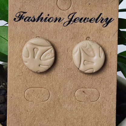 Handcrafted Morandi-Colored Soft Clay Earrings with Embossed Design, Ideal for a High-End European Look