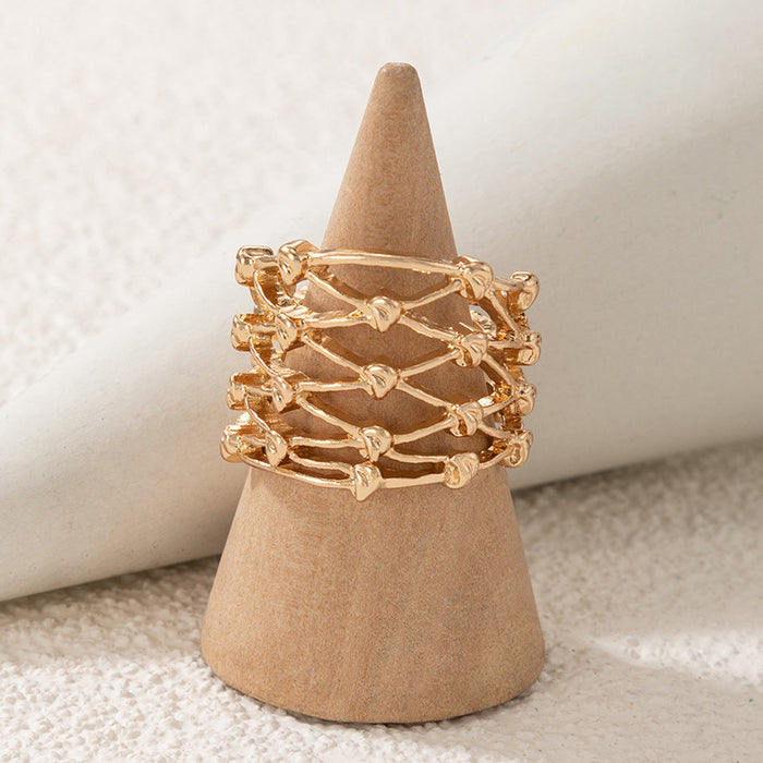 Braided Hollow Alloy Geometric Ring