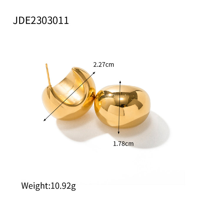 Pendientes de cruz de rayas de acero inoxidable bañados en oro de 18 quilates: diseño geométrico minimalista