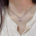 Alloy Heart Silver Micro Set Zircon Necklace - wallojewerly 