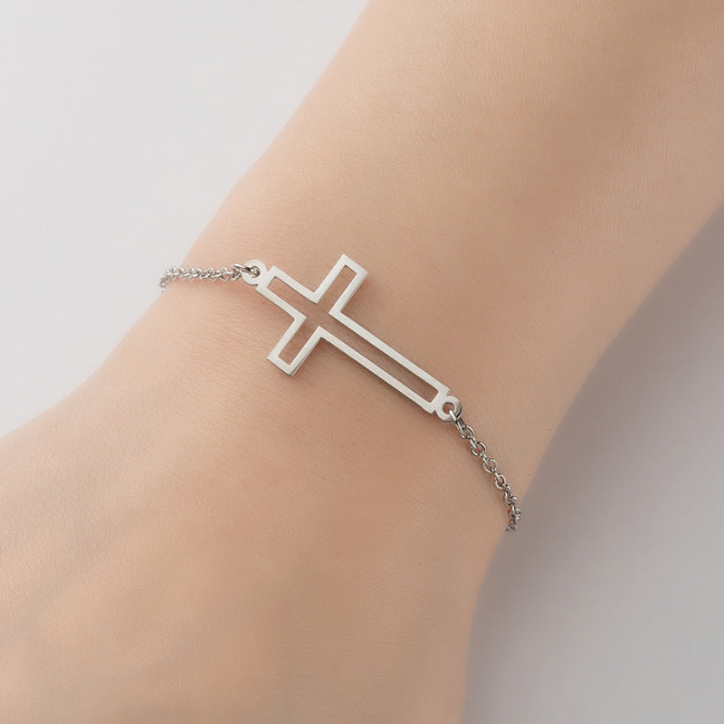 Cross pendant bracelet, simple geometric couple bracelet cross-border wholesale