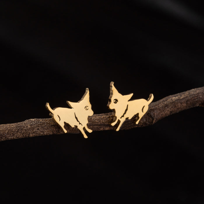 Dog Zodiac Stainless Steel Stud Earrings - Adorable and Playful Animal Jewelry