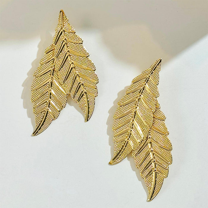 Vintage leaf earrings metal leaf earrings