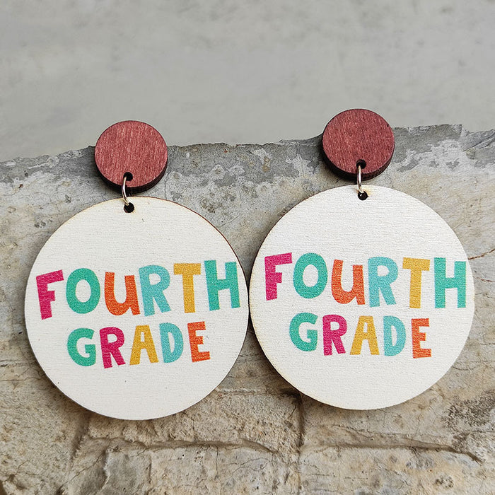 Colored alphabet wooden earrings