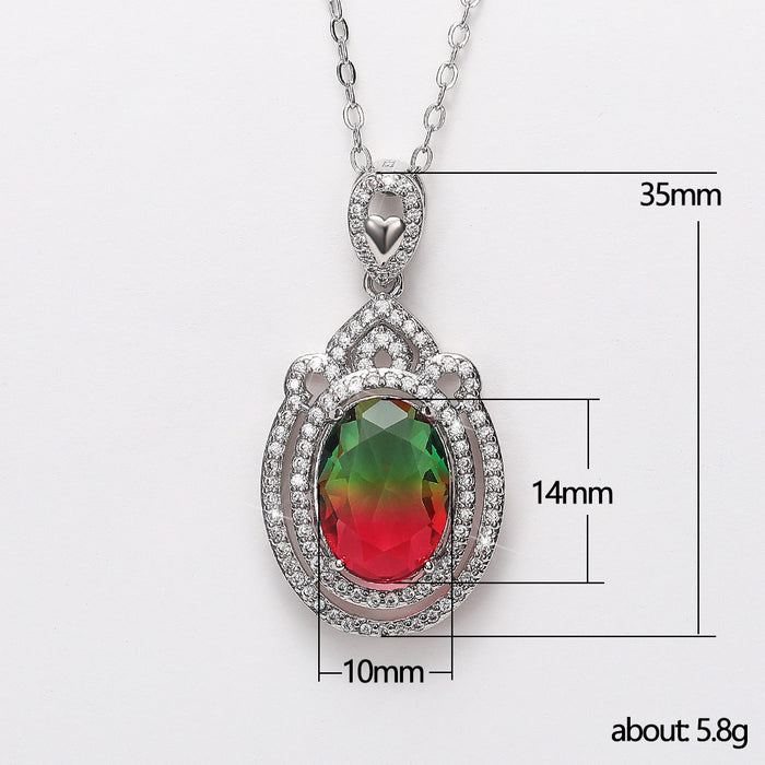 Oval zircon pendant necklace colored zircon jewelry