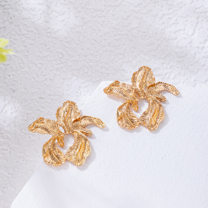 Golden leaf earrings geometric irregular earrings