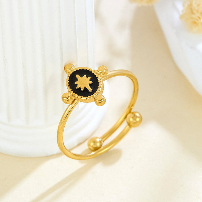 Wholesale 18K gold titanium steel drip star oval open ring