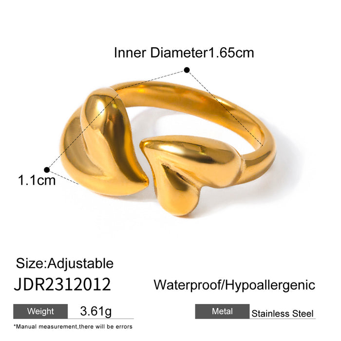 Stainless steel heart open ring