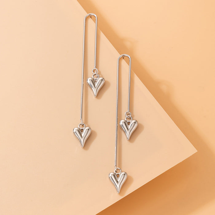 Pendientes en forma de corazón Pendientes geométricos asimétricos en forma de corazón