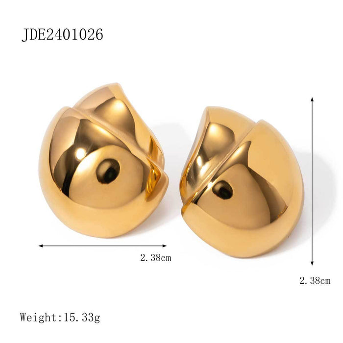 18K Gold Stainless Steel Hazelnut Earrings - Retro Melard Style Titanium Steel Studs