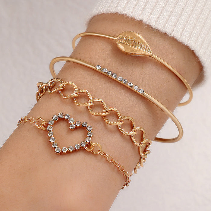 Butterfly and Geometric Heart Bracelet Set – Simple and Luxurious