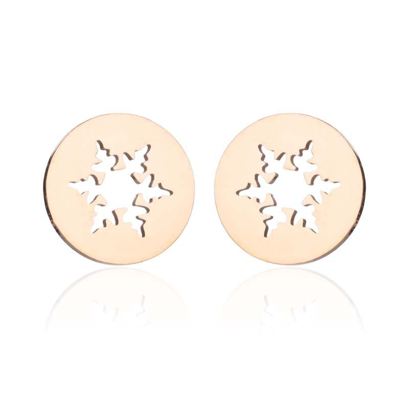 Snowflake and Apple Stainless Steel Earrings - Perfect Christmas Gift Jewelry