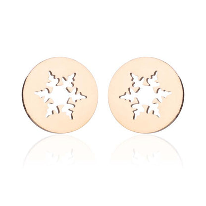 Snowflake and Apple Stainless Steel Earrings - Perfect Christmas Gift Jewelry