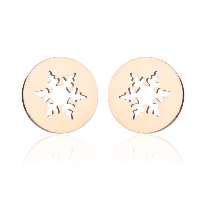 Snowflake and Apple Stainless Steel Earrings - Perfect Christmas Gift Jewelry