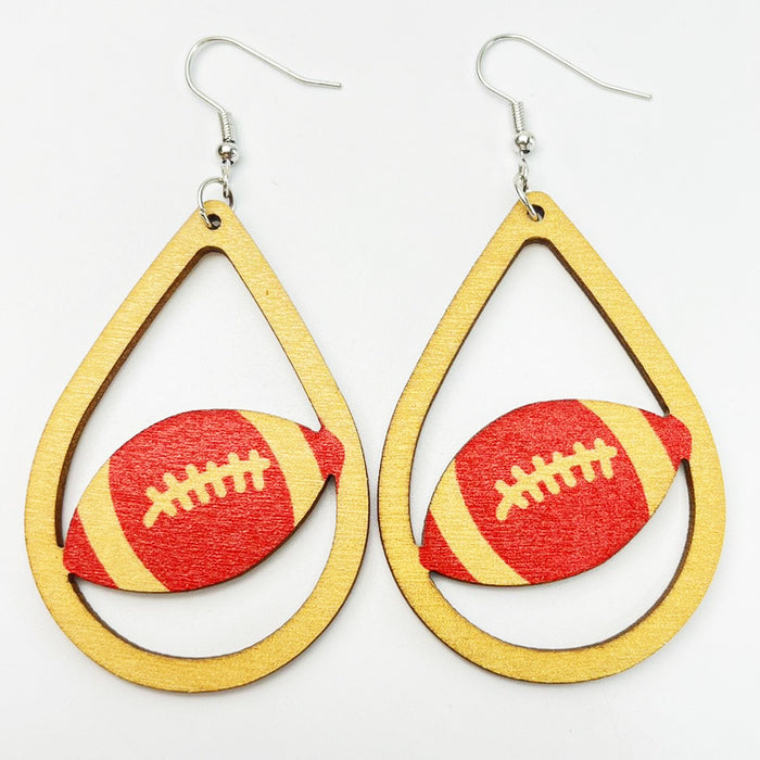 Wooden Rugby Earrings