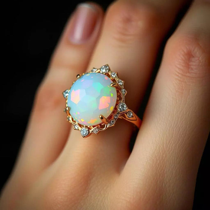 Women's micro-inlaid shiny round ring