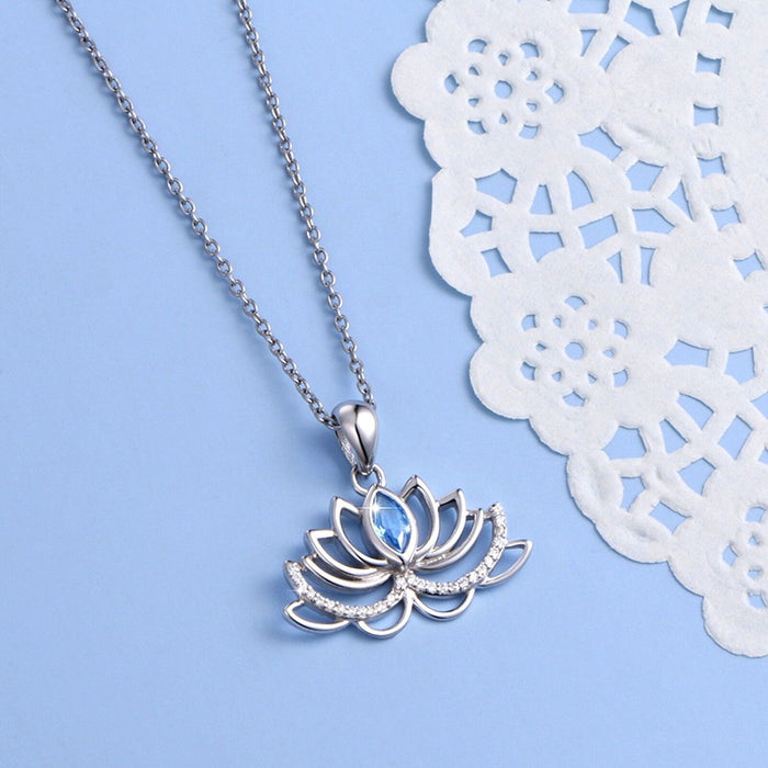 Hollow lotus necklace light luxury style necklace