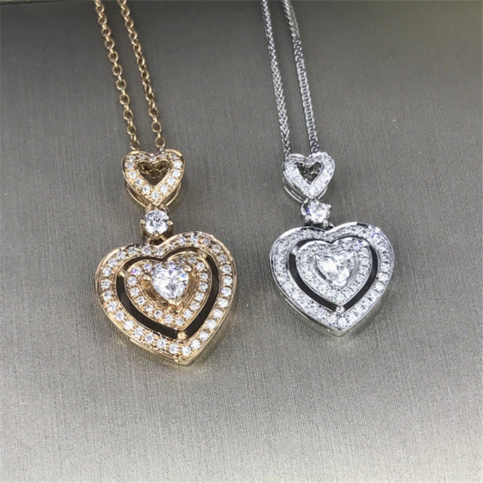 Heart-shaped wedding necklace high-grade zircon inlaid diamond bridal accessories