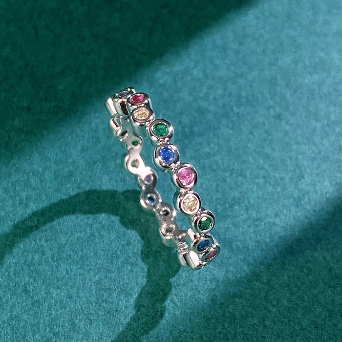 Colored zircon platinum-plated ring Korean fashion ring bracelet