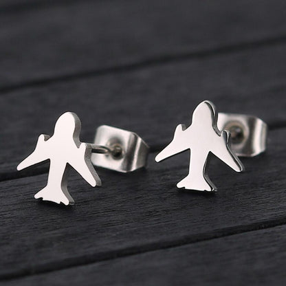 Airplane earrings, ladies' Korean style small fresh cute airplane-shaped earrings take you around the world mini accessories