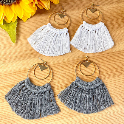 Bohemian Tassel Earrings with Wooden Design for Wedding and Gifts