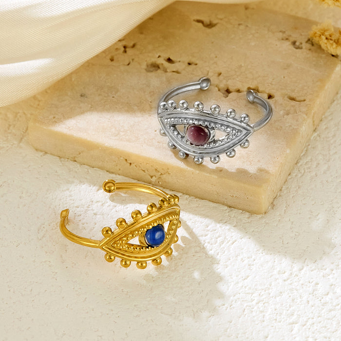 Wholesale stainless steel natural stone devil's eye ring