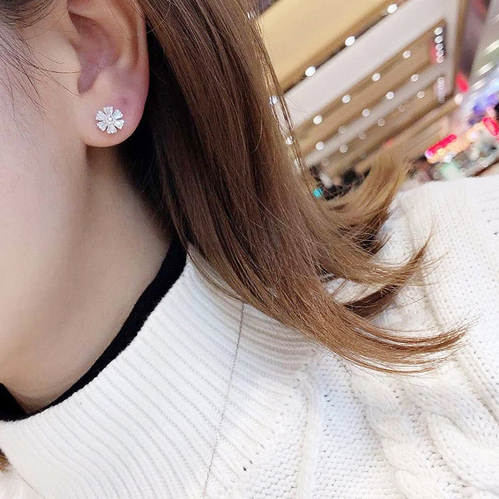 Snowflake Earrings Korean Style Copper Zircon Mini Earrings