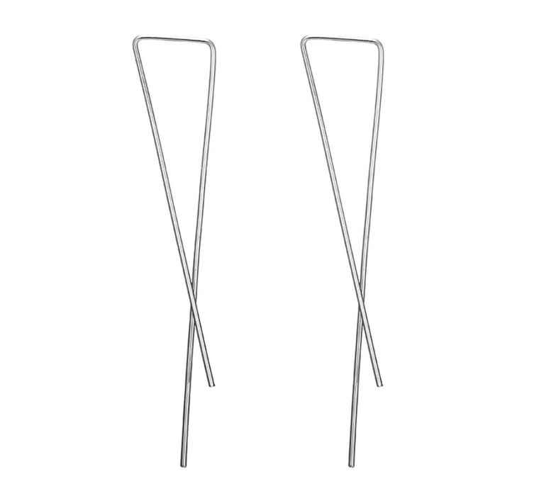 Simple cross metal earrings geometric line earrings