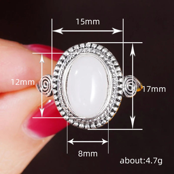 Exaggerated punk moonstone ring cross-border oval engagement ring