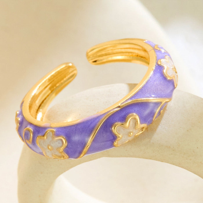 Wholesale copper colored flower drip rings