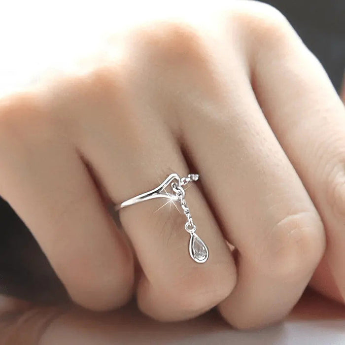 Women's heart chain pendant ring