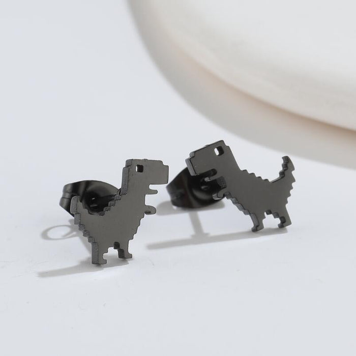 Pendientes de dinosaurio Tyrannosaurus Rex, mini pendientes sencillos de acero inoxidable de animales pequeños, nuevos pendientes de comercio electrónico transfronterizo