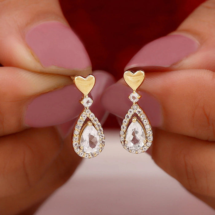 Korean style temperament earrings love water drop earrings micro inlaid exquisite earrings for women