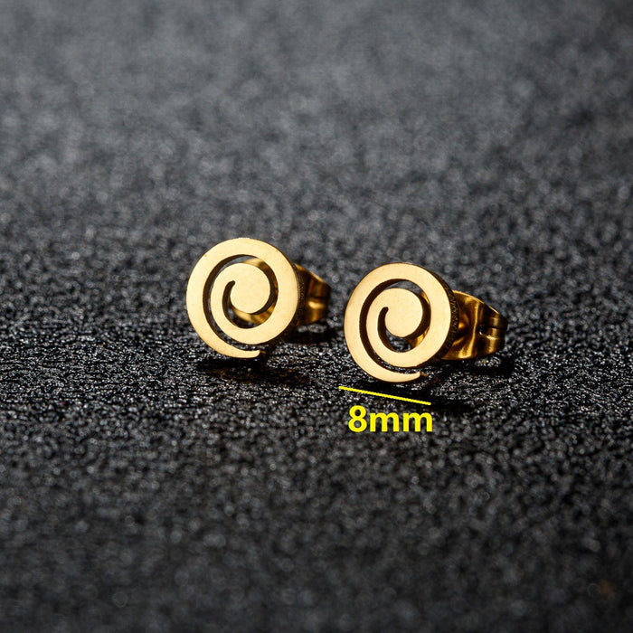 Geometric Spiral Stainless Steel Stud Earrings - Modern and Stylish Mini Jewelry