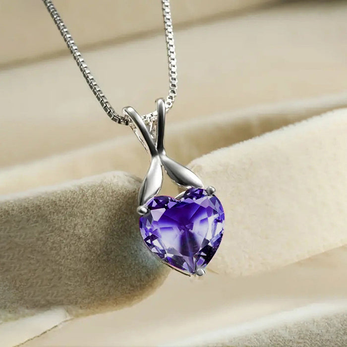 Heart Pendant Necklace Simple Floral Chain Necklace