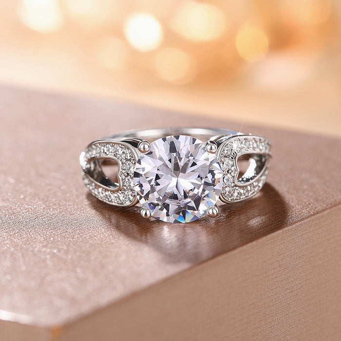 Hollow cross four claw ring wedding proposal engagement ring