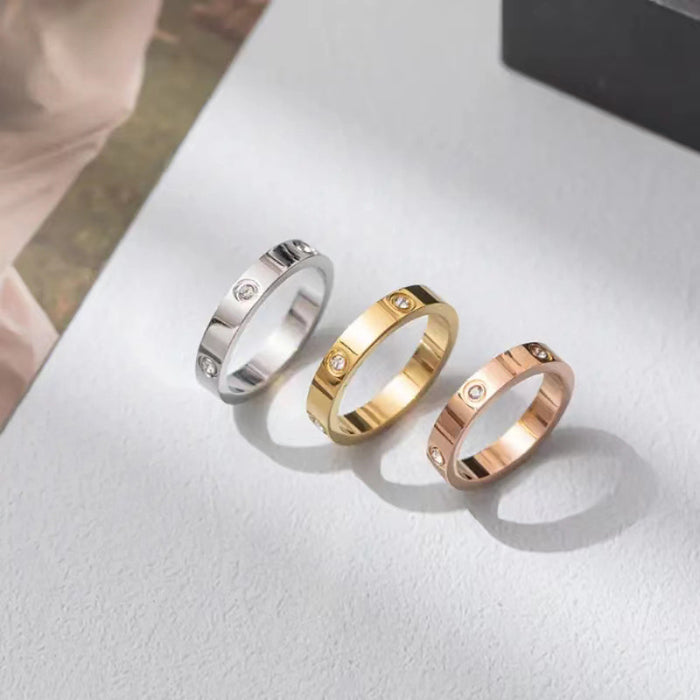 Korean style all-match zircon ring minimalist design ring