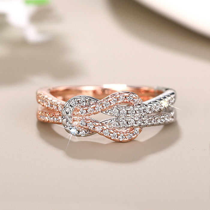 Women's two-tone micro-inlaid zircon ring