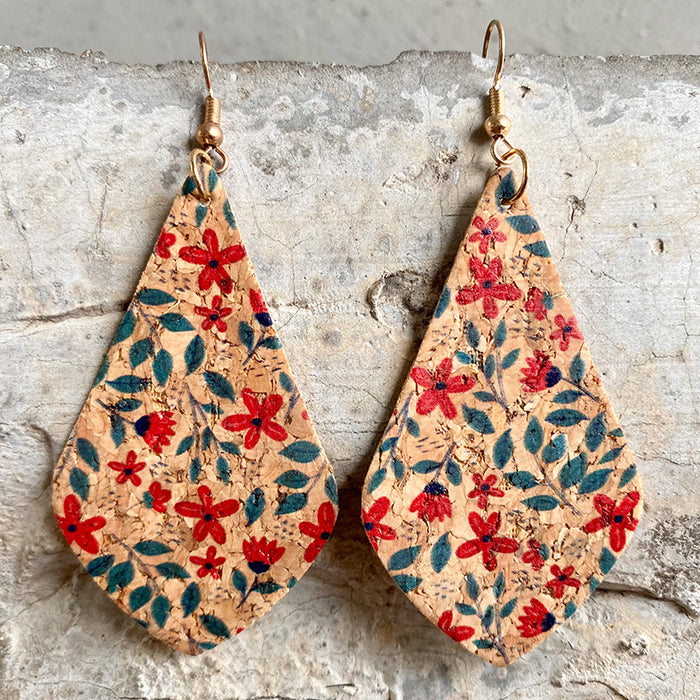 Wooden traditional flower earrings