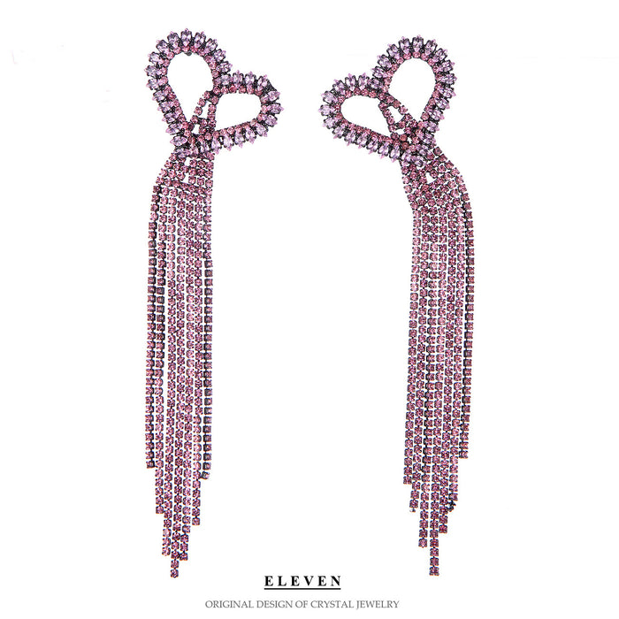 Full Rhinestone Long Tassel Earrings - Vintage Glamorous Statement Jewelry for Women