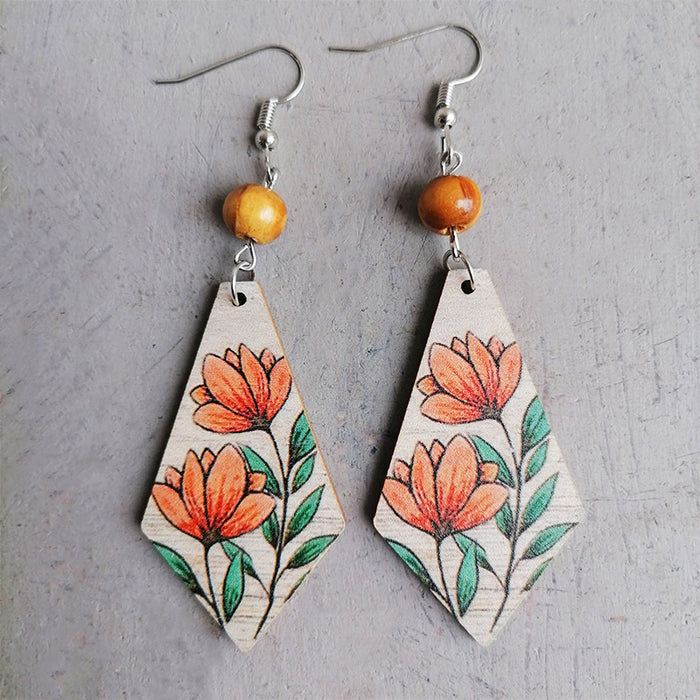 Sunflower Wooden Earrings