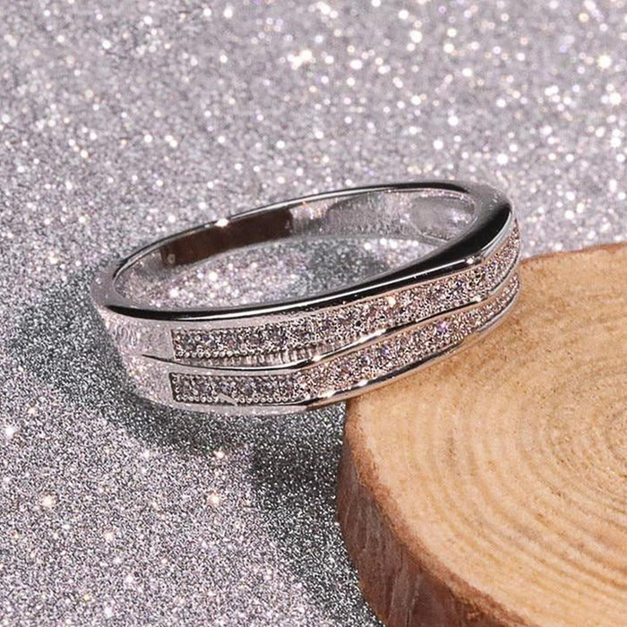 Simulation ring for women, double-layer staggered design ring, European and American cross-border hot-selling jewelry