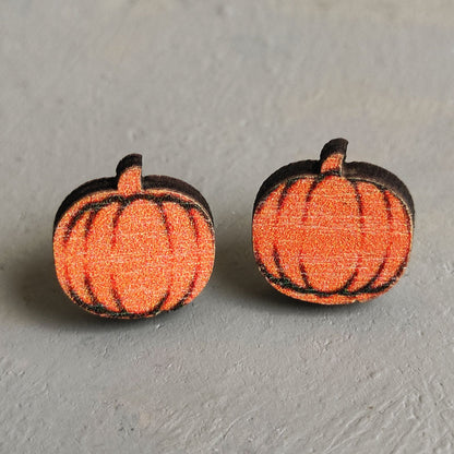 Halloween Ghost Earrings with Pumpkin, Black Cat, Bat, and Skull Designs