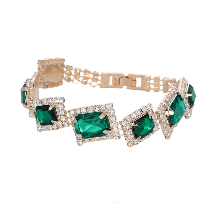 Amazon Hot-Selling Square Crystal Bracelet - Versatile Rhinestone Cuff for a Stylish Look