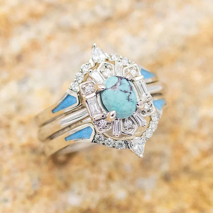 Retro imitation turquoise ring European and American fashion single ring