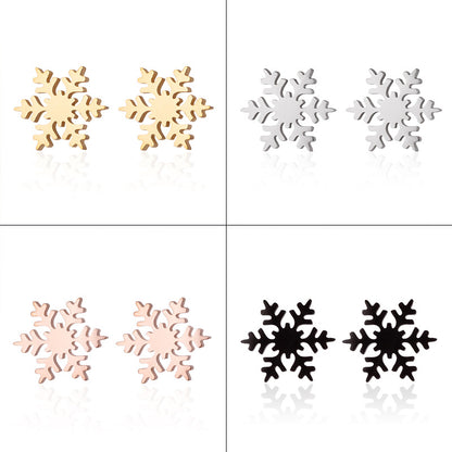 Vintage Snowflake Stainless Steel Stud Earrings - Winter-Themed Jewelry for a Chic Look