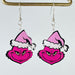 Pink Acrylic Christmas Santa Claus Christmas Tree Rugby Lightning Earrings - wallojewerly 