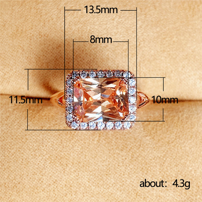 Imitation natural citrine women's ring 8x10 main stone ring