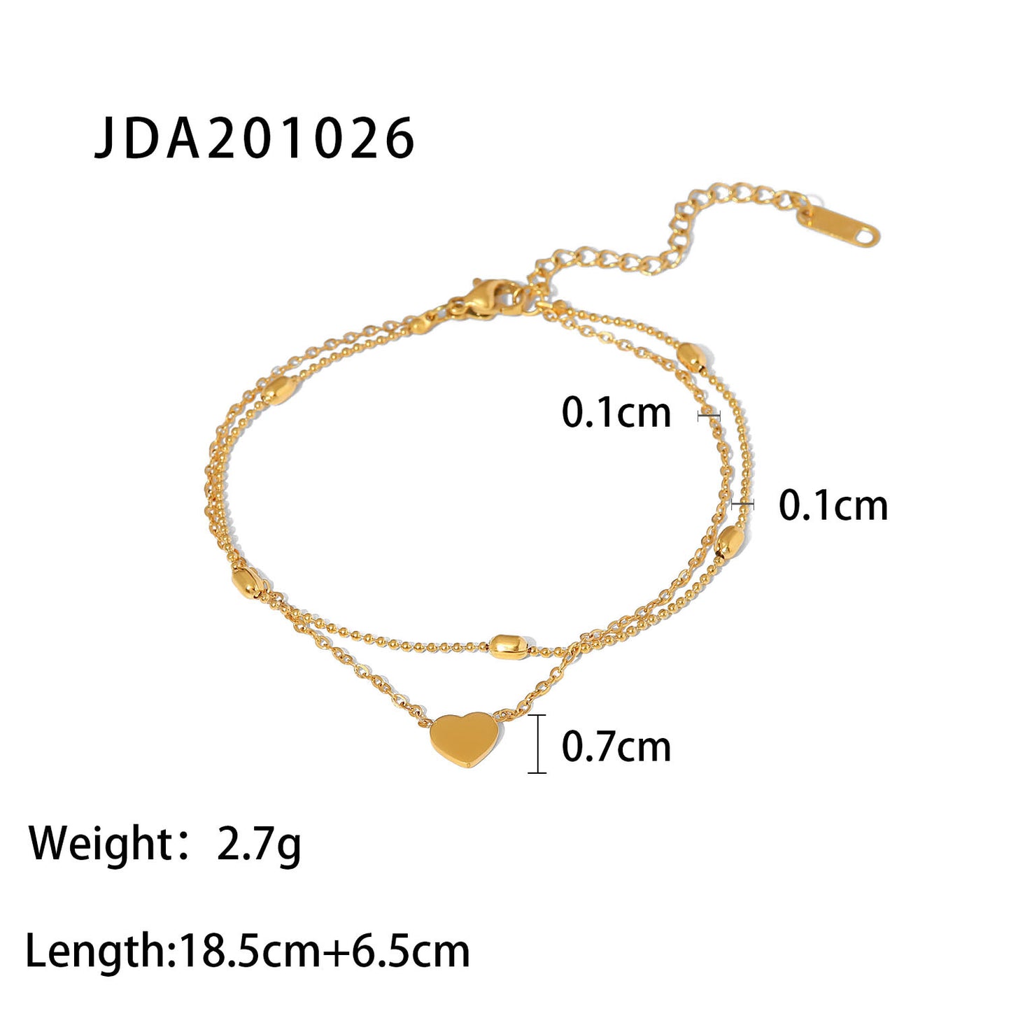 18K Gold Plated Cross Pendant Anklet - Fine Vintage Stainless Steel Jewelry for Women