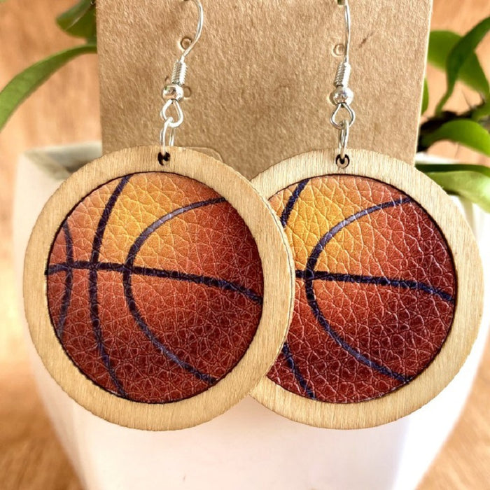 Wooden Rugby Earrings